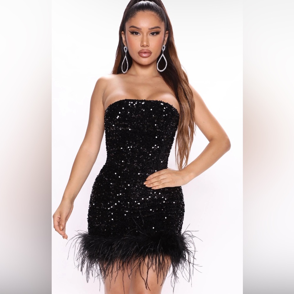 Solenne sequin mini dress- black